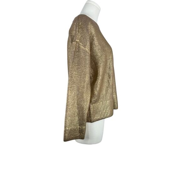 ANN TAYLOR LOFT GOLD FOILED 3/4 Sleeve Sweater (Women's: Medium) - Picture 5 of 8